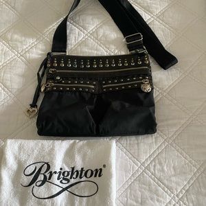 Brighton “GoGo” black travel bag.  Shoulder strap, crock leather and poly!